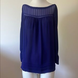 Diane Von Furstenberg Blue Pleated Blouse